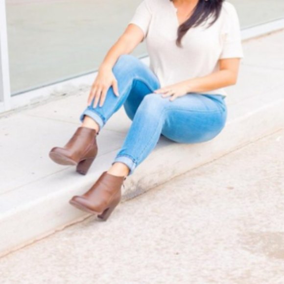 DONATED!! Burnished brown faux leather booties - Picture 3 of 4